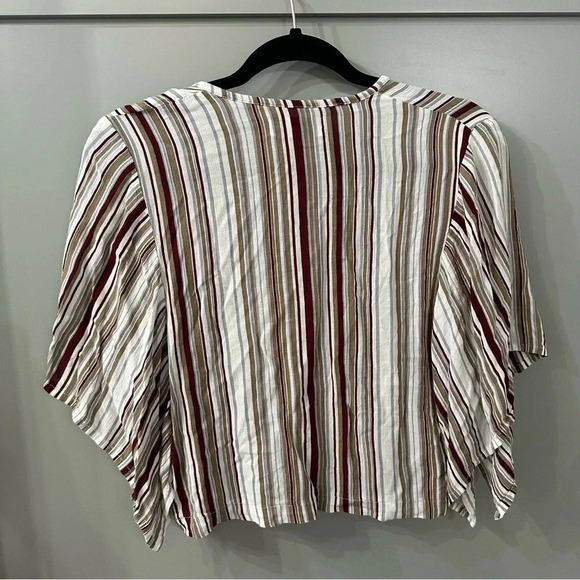 Faithfull the Brand Olsen Top Striped Split Sleeve Tie Front Flowy Top Size 4 - Picture 6 of 6